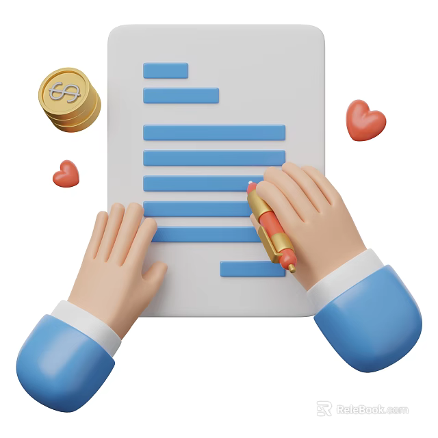 Guided Visual Chart Filling With Hands Pen Coins And Hearts 3d model
