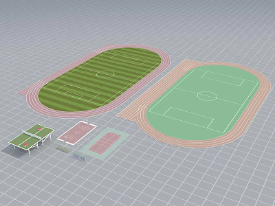 Two Football Fields With Running Tracks And Multi Sport Areas Design 3d model