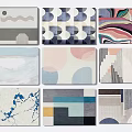 Diverse Square Rugs Featuring Geometric Abstract And Colorful Artistic Patterns 3d model