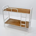 Bunk Bed with Metal Frame Wooden Bed Boards and Ladder in Simple Design