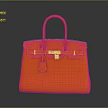 Vibrant Orange Leather Handbag With Top Handle Gold Metal Clasp And Structured Design