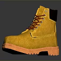 Yellow Suede High Top Boots With Red Laces And Orange Sole For Daily Wear