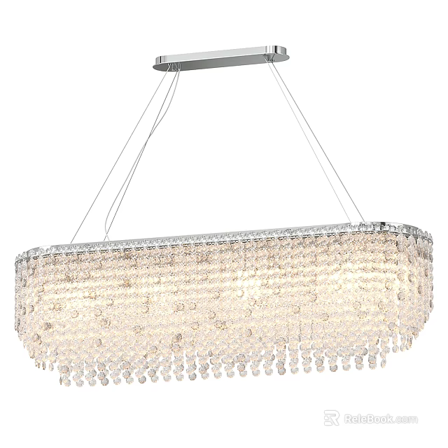 Modern Elegant Crystal Chandelier With Long Rectangular Design And Crystal Beads 3d model