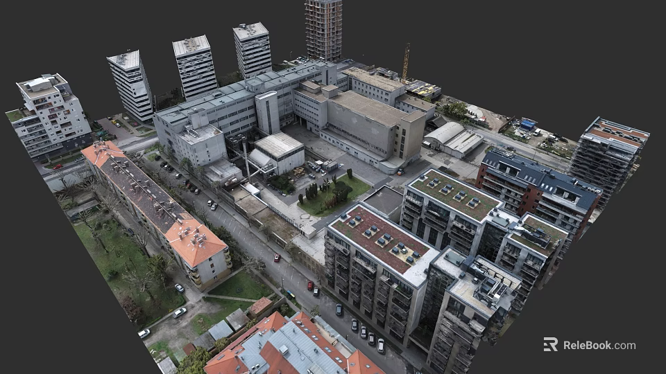 Industrial Equipment In Urban Industrial Zone With Factory Buildings And Heavy Machinery 3d model 
