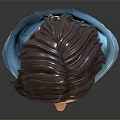 Female Character Bust Sculpture With Wavy Brown Hair Green Eyes Teal Earrings And Blue Shawl
