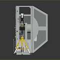 Industrial Testing Equipment With Transparent Enclosure Control Panel And Tripod Mounted Instrument
