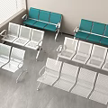 Blue And White Metal Outdoor Chairs For Waiting Area Multiple Seats