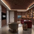 American Style Wine Cellar Bar Wine Tasting Area Industrial Style Liquor Famous Wine Combination Red Wine Combination Barware Bar Counter Area Meeting Area Sofa Combination Bar Chair 3d model