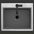Modern Kitchen Sink Square Single Bowl With Matte Black Faucet Minimalist Design