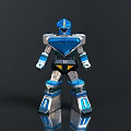 Blue And Silver Metallic Robot Action Figure With Shiny Armor Details
