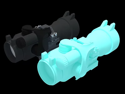 Detailed Weapon Scope 3D Model Design With Black And Light Blue Features 3d model Detailed Weapon Scope 3D Model Design With Black And Light Blue Features 3d model