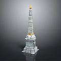 Historic Stone Monument Structure With Tall Tower Golden Top And Carved Base Details