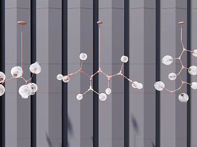 Modern Copper Branch Chandelier With Glass Globes And Stylish Design 3d model