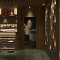 Traditional Japanese Restaurant Interior With Wooden Structure Hanging Lanterns Circular Decor Benches And Bar Stools