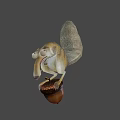 Animated Movie Squirrel Character With Long Nose Bushy Tail Holding Pine Cone