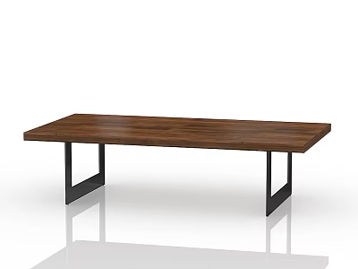 Modern Wood Coffee Table With Walnut Tabletop And Black Metal Legs 3d model