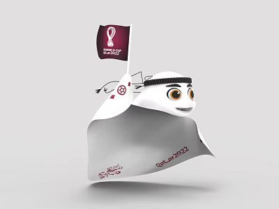 Qatar 2022 FIFA World Cup Doll in Traditional Outfit With Smiling Eyes And Event Logo 3d model