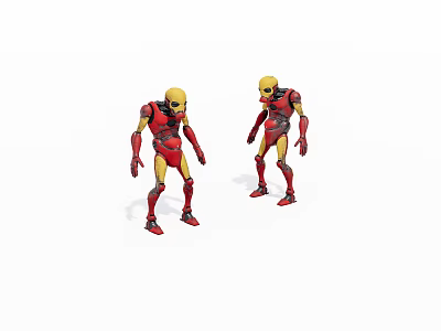 Two Red And Yellow Game Movie Characters In Standing Pose 3d model