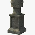Gray Stone Pillar With Layered Structure Conical Top And Textured Base 3d model