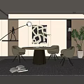Modern dining table and chair combination 3d model