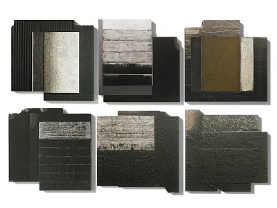 Assorted Textured Square Artistic Blocks In Black White And Brown Hues 3d model