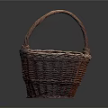 Handwoven Brown Wicker Basket With Sturdy Handle For Home Storage Use