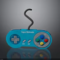 Blue Super Nintendo Game Controller With Retro Design And Colorful Buttons