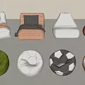 Modern Lazy Sofa Single Sofa Casual Sofa Fabric Single Sofa Lazy Sofa Bean Bag Casual Sofa 3d model