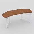 Modern Functional Desk With Curved Wooden Top And White Sturdy Legs