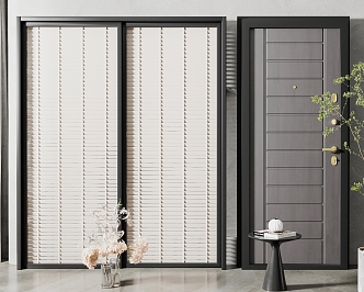 Modern sliding door sliding door single door combination 3d model