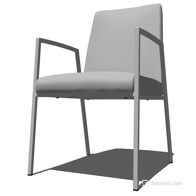 Modern Armchair with Metal Frame and Gray Upholstered Seat Design 3d model 