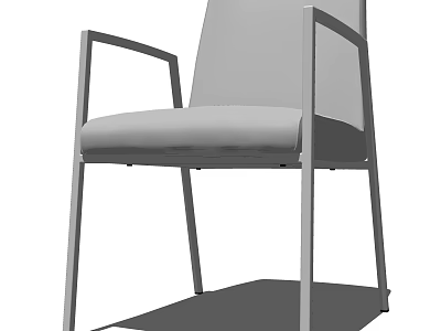 Modern Armchair with Metal Frame and Gray Upholstered Seat Design 3d model