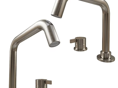 Modern Kitchen Faucet With Brushed Stainless Steel Finish And Single Handle Design 3d model