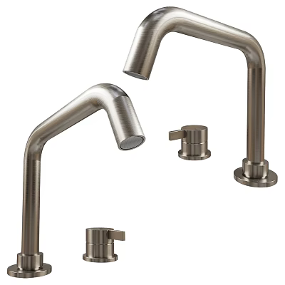 Modern Kitchen Faucet With Brushed Stainless Steel Finish And Single Handle Design 3d model