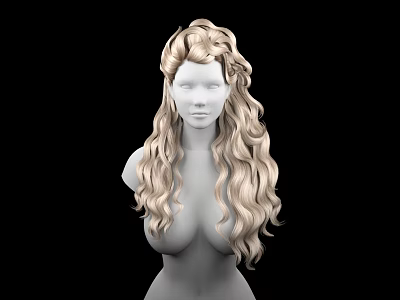 Game Movie Character With Long Curly Blonde Hair And Intricate Braided Hairstyle 3d model