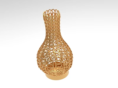 Golden Intricate Hollow Vase Decorative Ornaments Set With Geometric Pattern Design 3d model