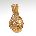 Golden Intricate Hollow Vase Decorative Ornaments Set With Geometric Pattern Design