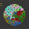 Blue Floral Plant Inspired Decorative Ornament With Intricate Curled Patterns