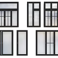 Modern Black Frame Casement Windows With Different Styles And Glass Designs 3d model