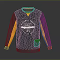 Gray Sweater With Yellow Sleeves And Chest Aviation Text Graphics