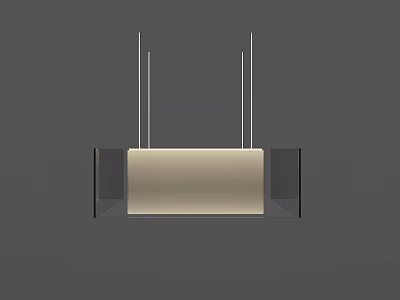 Modern Minimalist Chandelier Featuring Metal Rods Beige Shade and Transparent Panels 3d model