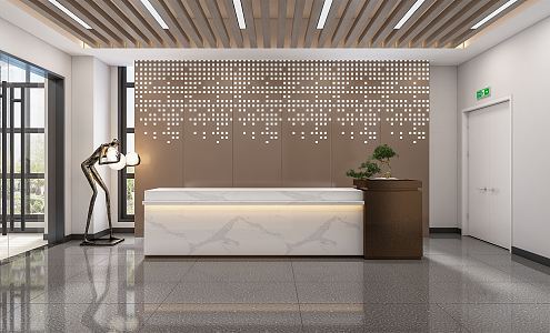 Modern Front Office Front Desk Lobby 3d model