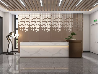 Modern Front Office Front Desk Lobby 3d model