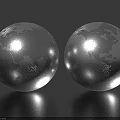 Decorative Ornament Set With Two Silver Globe Textured Spheres on Black Background 3d model