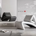 Modern Stylish Leather Leisure Chair With Curved Striped Design For Home Interior