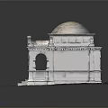 Classical Stone Pavilion With Dome Arched Openings Ornate Columns Stone Base And Ground Texture 3d model