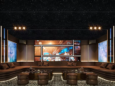 Luxury KTV Private Room With Starry Ceiling Plush Sofas And Screens 3d model
