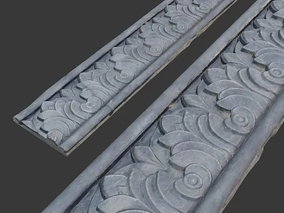 Intricate Carved Stone Decorative Strips With Floral Scroll Patterns For Architectural Decoration 3d model