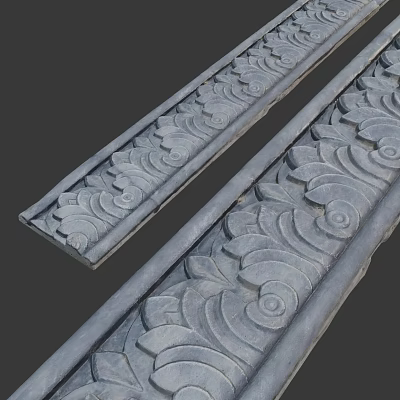 Intricate Carved Stone Decorative Strips With Floral Scroll Patterns For Architectural Decoration 3d model