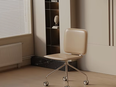 Modern Beige Office Chair With Sleek Design Metal Frame And Wheels 3d model